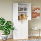 Contemporary Tall White Sideboard with Adjustable Shelves