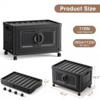 Movable double door storage box with wheels