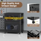 Movable double door storage box with wheels