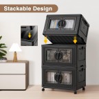 Movable double door storage box with wheels