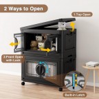Movable double door storage box with wheels