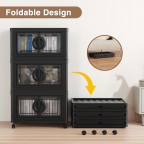 Movable double door storage box with wheels