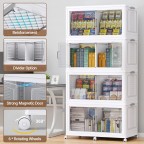 Rolling Storage Cabinet with Transparent Sliding Doors