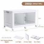 Rolling Storage Cabinet with Transparent Sliding Doors