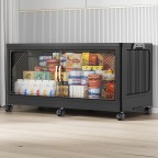 Large capacity removable transparent door storage cabinet black