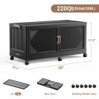 Large capacity removable transparent door storage cabinet black