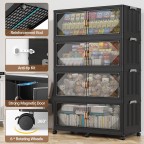 Large capacity removable transparent door storage cabinet black