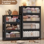 Large capacity removable transparent door storage cabinet black